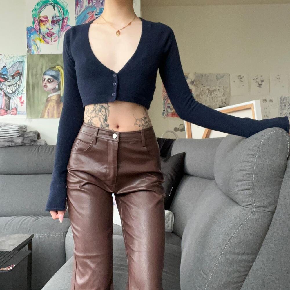 Miaou brown faux leather pants